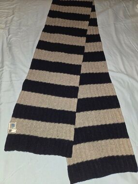 Portolano 100% Cashmere Dark Navy & Gray Striped
Scarf NWT